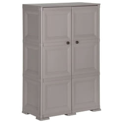 vidaXL Plastic Cabinet Storage Cupboard Utility Storage Cabinet Wood Design - grey, 79 x 43 x 125 cm