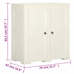 vidaXL Plastic Cabinet Storage Cupboard Utility Storage Cabinet Wood Design - cream, 79 x 43 x 85.5 cm - Additional view 3