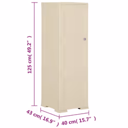 vidaXL Plastic Cabinet Storage Cupboard Utility Storage Cabinet Wood Design - white, 40 x 43 x 125 cm - Additional view 3