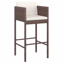 vidaXL Garden Bar Set 5 Piece with Cushions Poly Rattan Brown Table and Chair