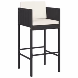 vidaXL Garden Bar Set 5 Piece with Cushions Poly Rattan Black Table and Chair