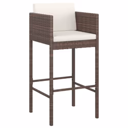 vidaXL Garden Bar Set 5 Piece with Cushions Poly Rattan Brown Table and Chair