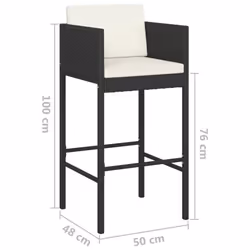 vidaXL Garden Bar Set 3 Piece with Cushions Table and Chair Seat Black/Brown - black