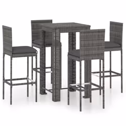 vidaXL Garden Bar Set with Cushions Patio 3/5/7/9 Piece Multi Sizes Black/Grey - 60.5 x 60.5 x 110.5 cm/ 4 piece