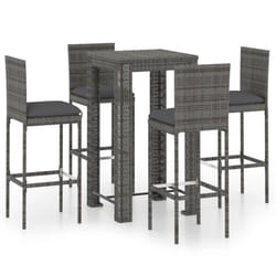 vidaXL Garden Bar Set with Cushions Patio 3/5/7/9 Piece Multi Sizes Black/Grey - 60.5 x 60.5 x 110.5 cm/ 4 piece