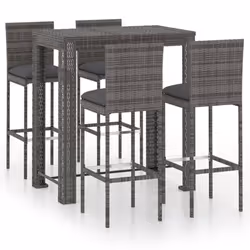vidaXL Garden Bar Set with Cushions Patio 3/5/7/9 Piece Multi Sizes Black/Grey - 100 x 60.5 x 110.5 cm/ 4 piece