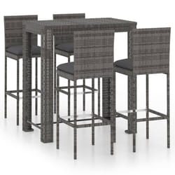 vidaXL Garden Bar Set with Cushions Patio 3/5/7/9 Piece Multi Sizes Black/Grey - 100 x 60.5 x 110.5 cm/ 4 piece