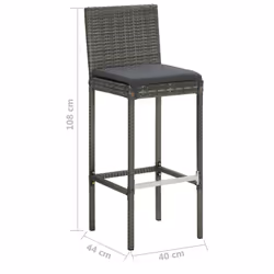 vidaXL Garden Bar Set with Cushions Patio 3/5/7/9 Piece Multi Sizes Black/Grey - 100 x 60.5 x 110.5 cm/ 4 piece