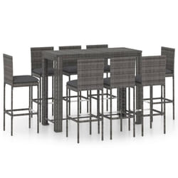 vidaXL Garden Bar Set with Cushions Patio 3/5/7/9 Piece Multi Sizes Black/Grey - 140 x 60.5 x 110.5 cm/ 8 piece