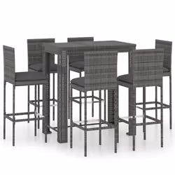 vidaXL Garden Bar Set with Cushions Patio 3/5/7/9 Piece Multi Sizes Black/Grey - 100 x 60.5 x 110.5 cm/ 6 piece