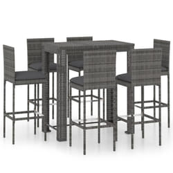 vidaXL Garden Bar Set with Cushions Patio 3/5/7/9 Piece Multi Sizes Black/Grey - 100 x 60.5 x 110.5 cm/ 6 piece