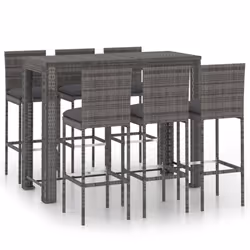 vidaXL Garden Bar Set with Cushions Patio 3/5/7/9 Piece Multi Sizes Black/Grey - 140 x 60.5 x 110.5 cm/ 6 piece