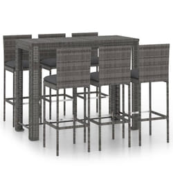 vidaXL Garden Bar Set with Cushions Patio 3/5/7/9 Piece Multi Sizes Black/Grey - 140 x 60.5 x 110.5 cm/ 6 piece