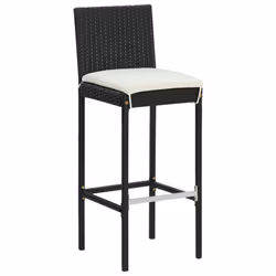 vidaXL Garden Bar Set 5 Piece with Cushions Poly Rattan Black Table and Chair