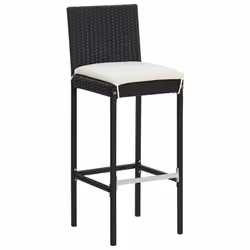 vidaXL Garden Bar Set with Cushions Poly Rattan Patio 3/5 Piece Black/Grey - black, 2 piece