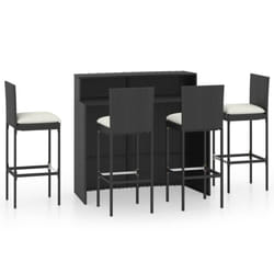 vidaXL Garden Bar Set with Cushions Poly Rattan Patio 3/5 Piece Black/Grey - black, 4 piece