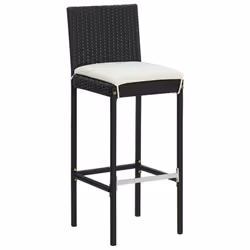 vidaXL Garden Bar Set with Cushions Poly Rattan Patio 3/5 Piece Black/Grey - black, 4 piece
