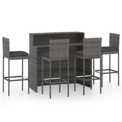 vidaXL Garden Bar Set with Cushions Poly Rattan Patio 3/5 Piece Black/Grey - grey, 4 piece
