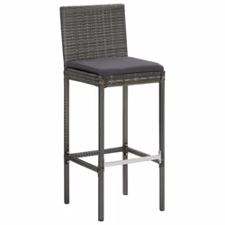 vidaXL Garden Bar Set with Cushions Poly Rattan Patio 3/5 Piece Black/Grey - grey, 4 piece