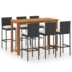 vidaXL Garden Bar Set with Cushions Patio 3/5/7/9 Piece Black/Grey Multi Sizes - black, 150 x 70 x 105 cm/ 7 piece