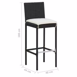 vidaXL Garden Bar Set with Cushions Patio 3/5/7/9 Piece Black/Grey Multi Sizes - black, 150 x 70 x 105 cm/ 7 piece