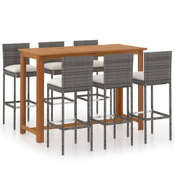 vidaXL Garden Bar Set with Cushions Patio 3/5/7/9 Piece Black/Grey Multi Sizes - grey, 150 x 70 x 105 cm/ 7 piece