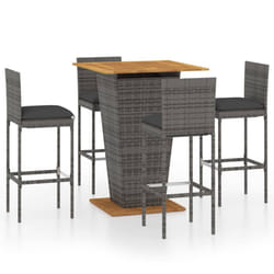 vidaXL Garden Bar Set with Cushions 3/5/9 Piece Black/Grey 60x60/80x80 cm - grey, 80 x 80 x 110 cm/ 4 piece