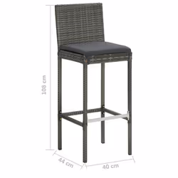 vidaXL Garden Bar Set with Cushions 3/5/9 Piece Black/Grey 60x60/80x80 cm - grey, 80 x 80 x 110 cm/ 4 piece