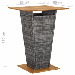 vidaXL Garden Bar Set with Cushions 3/5/9 Piece Black/Grey 60x60/80x80 cm - grey, 80 x 80 x 110 cm/ 8 piece