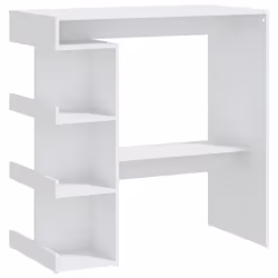 vidaXL Bar Table with Storage Rack Bar High Table Pub Table Engineered Wood - white