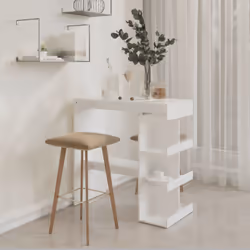 vidaXL Bar Table with Storage Rack Bar High Table Pub Table Engineered Wood - white
