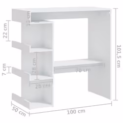 vidaXL Bar Table with Storage Rack Bar High Table Pub Table Engineered Wood - white - Additional view 7