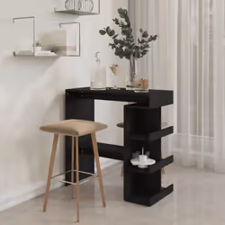 vidaXL Bar Table with Storage Rack Bar High Table Pub Table Engineered Wood - black