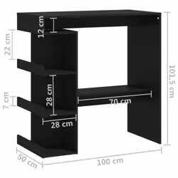 vidaXL Bar Table with Storage Rack Bar High Table Pub Table Engineered Wood - black - Additional view 7