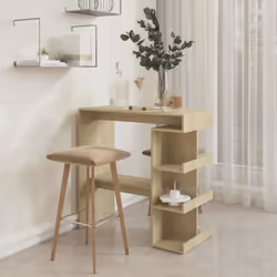 vidaXL Bar Table with Storage Rack Bar High Table Pub Table Engineered Wood - sonoma oak - Additional view 3