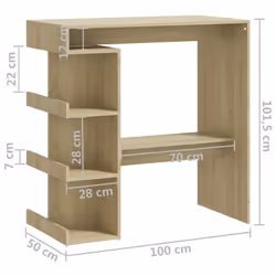 vidaXL Bar Table with Storage Rack Bar High Table Pub Table Engineered Wood - sonoma oak - Additional view 7
