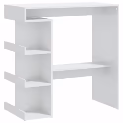 vidaXL Bar Table with Storage Rack Bar High Table Pub Table Engineered Wood - high gloss white