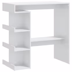 vidaXL Bar Table with Storage Rack Bar High Table Pub Table Engineered Wood - high gloss white