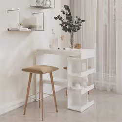 vidaXL Bar Table with Storage Rack Bar High Table Pub Table Engineered Wood - high gloss white