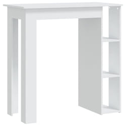 vidaXL Bar Table with Shelf Bar High Table Bistro Pub Table Engineered Wood - white