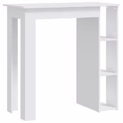 vidaXL Bar Table with Shelf Bar High Table Bistro Pub Table Engineered Wood - white