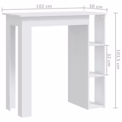 vidaXL Bar Table with Shelf Bar High Table Bistro Pub Table Engineered Wood - white - Additional view 4