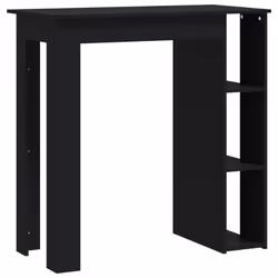 vidaXL Bar Table with Shelf Bar High Table Bistro Pub Table Engineered Wood - black