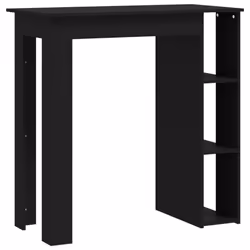 vidaXL Bar Table with Shelf Bar High Table Bistro Pub Table Engineered Wood - black