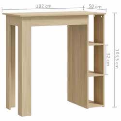 vidaXL Bar Table with Shelf Bar High Table Bistro Pub Table Engineered Wood - sonoma oak - Additional view 7