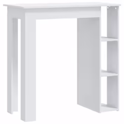 vidaXL Bar Table with Shelf Bar High Table Bistro Pub Table Engineered Wood - high gloss white