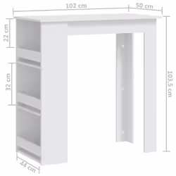 vidaXL Bar Table with Storage Rack Bar High Table Pub Table Engineered Wood - white - Additional view 4
