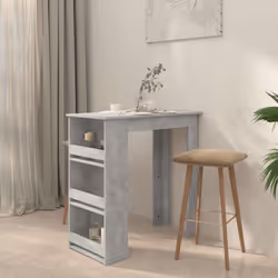 vidaXL Bar Table with Storage Rack Bar High Table Pub Table Engineered Wood - concrete grey
