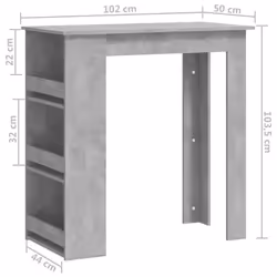 vidaXL Bar Table with Storage Rack Bar High Table Pub Table Engineered Wood - concrete grey - Additional view 4