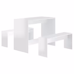 vidaXL Dining Set 3 Piece Chipboard Kitchen Dining Table & Chair Multi Colours - high gloss white